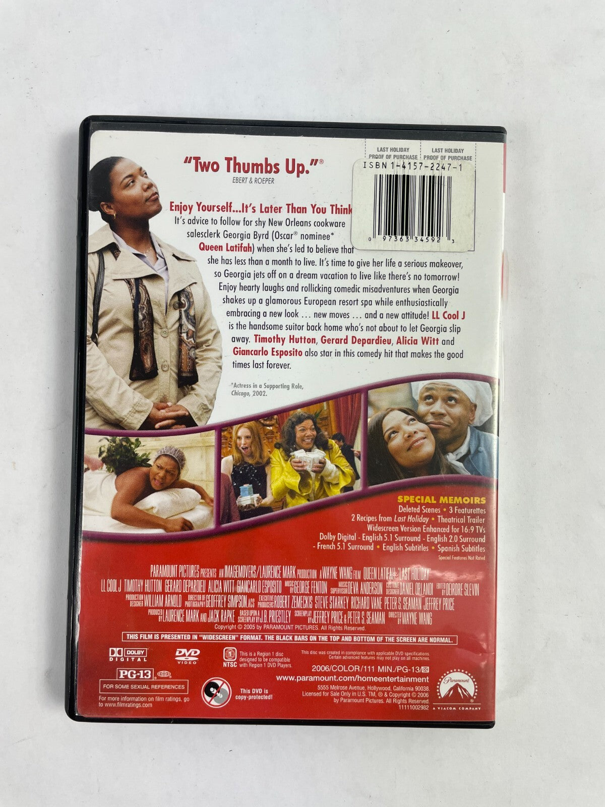 Widescreen Edition Queen Latifah Last Holiday DVD Movie