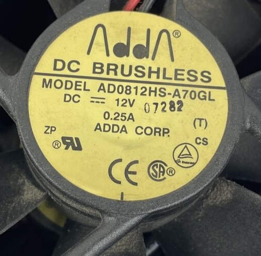 4 x Adda Corp. USA AD0812HS-A70GL 12 Volt DC 0.25A Brushless Tubeaxial Fan NOS