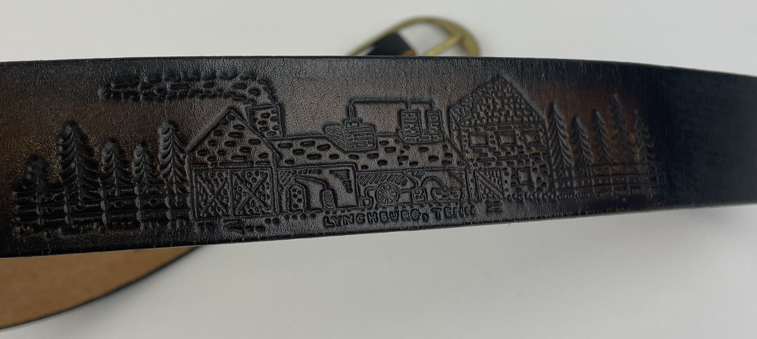 Vintage Jack Daniel’s Old Time Whiskey Brown Leather Embossed Belt w BUCKLE 34*