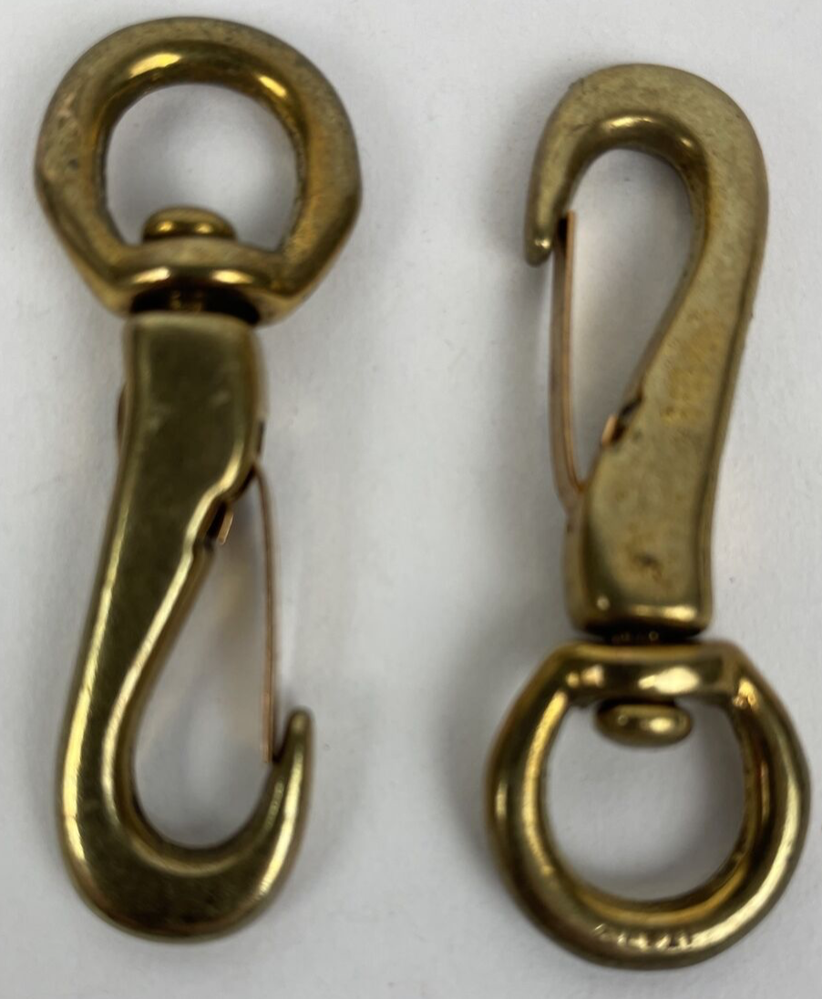 Lot of 2 x Vintage 2” Brass Snap Hook Clips Bimini Sailboat Nautical Marine