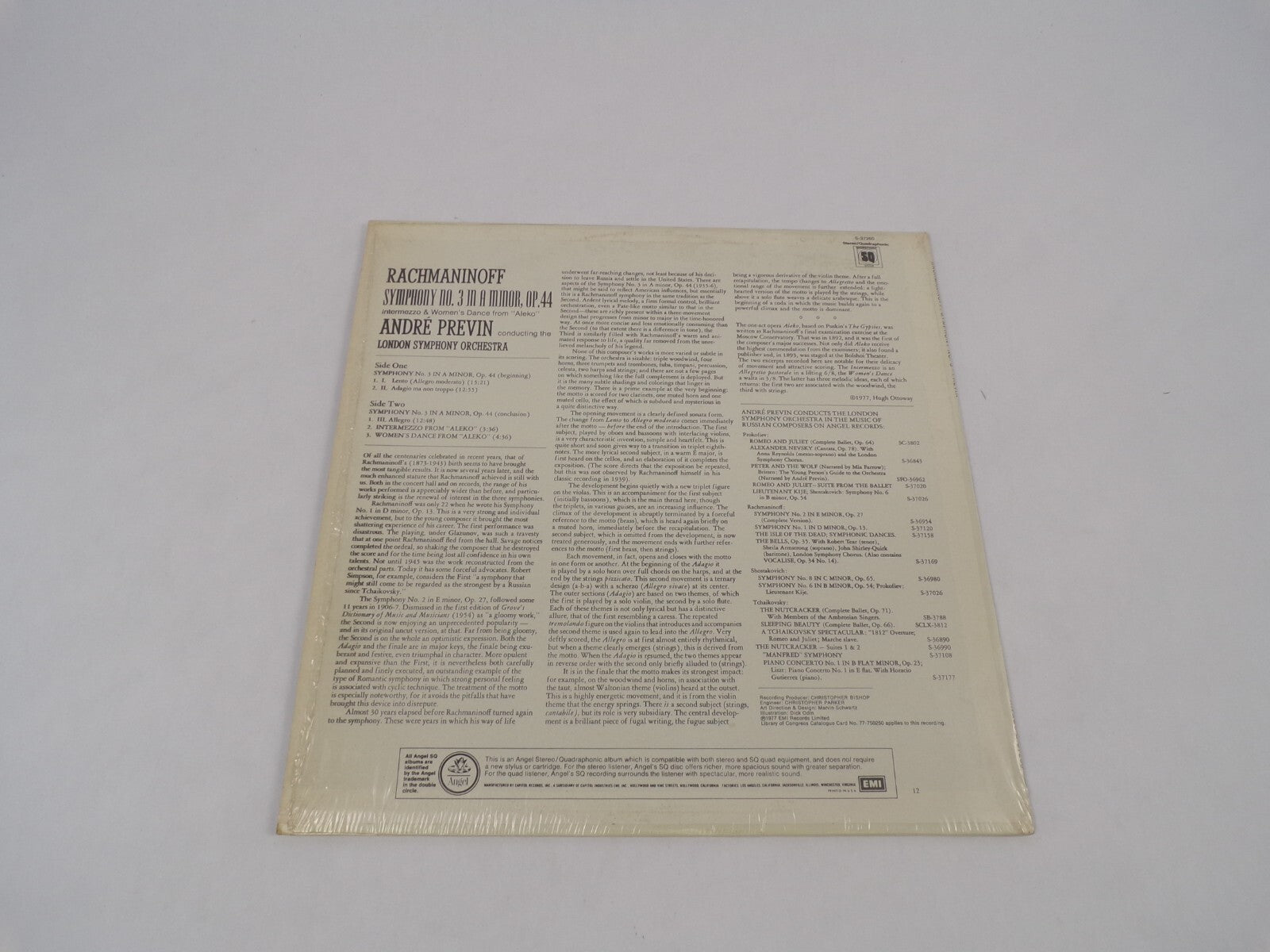 Rachmaninoff Symphony No.3 Intermezzo & Women's Dance From Aleko Vinyl Record