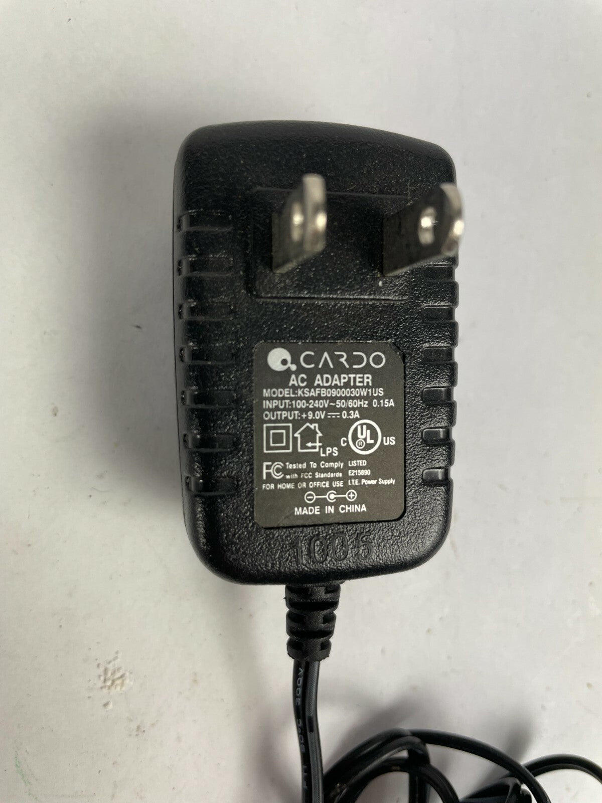 Genuine Cardo KSAFB0900030W1USAC Adapter Output 9V 300mA Power SupplyAdapter A52