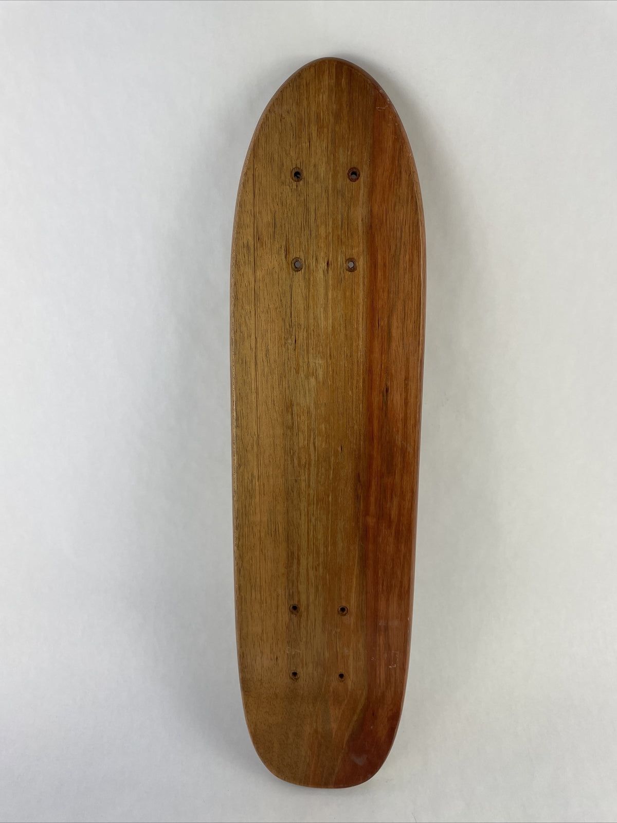 JIMBO Blank #7 teak oak 70s old school skateboard cruiser deck with natural wood finish.