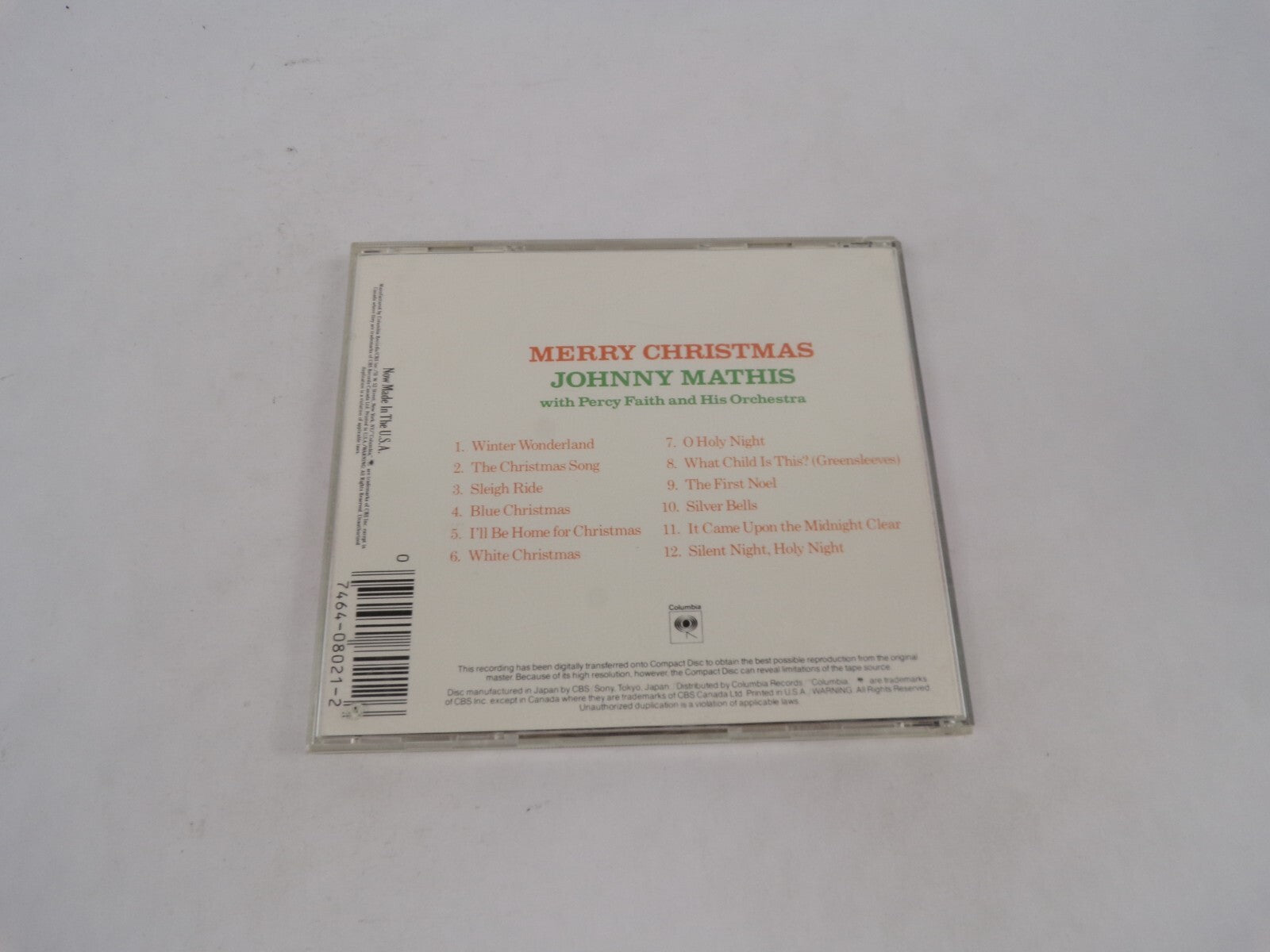 Merry Christmas Johnny Mathis Winter Wonderland The Christmas Song Sleigh CD#70