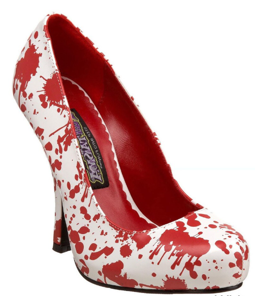 Funtasma Bloody 12 Pump White & Red High Heels Faux Blood splatter Size 8 NEW