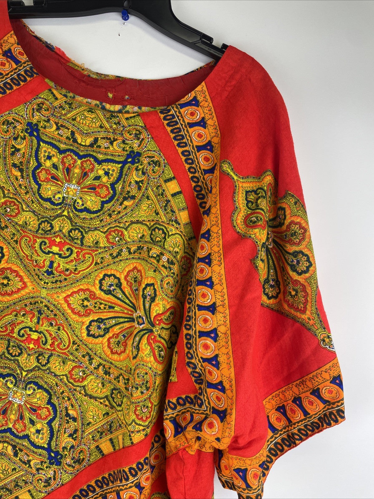 Caftan Kaftan Dress Orange Paisley Medallion Boho India OSFM - LOOK