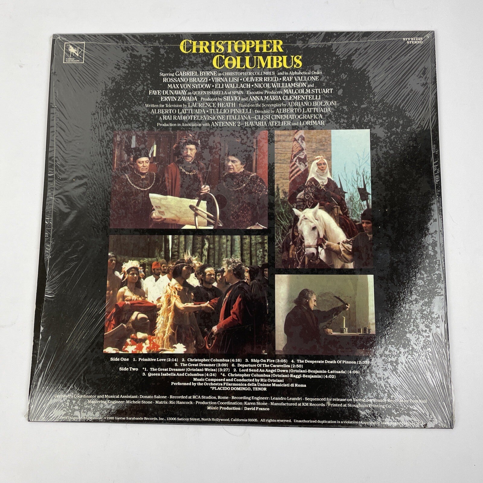 CHRISTOPHER COLUMBUS ORIGINAL SOUNDTRACK 1985 LP RIZ ORTOLANI STV 81245 - VGC