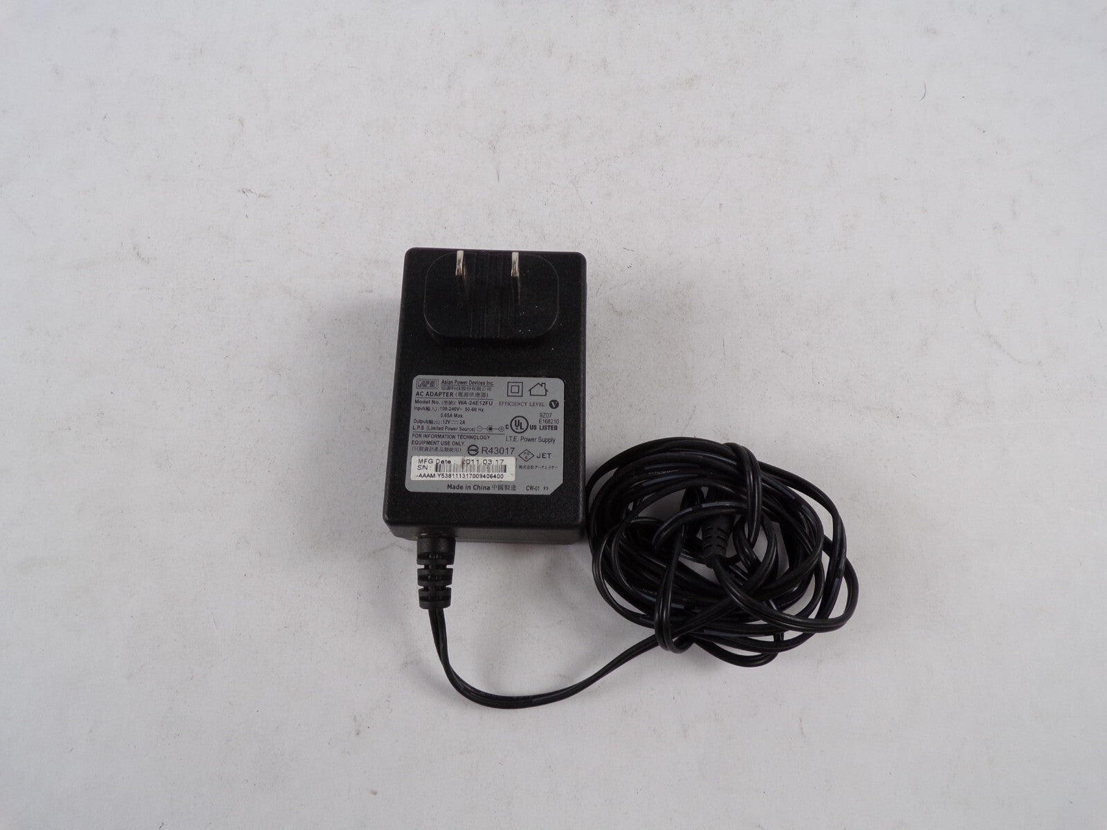 Geniune Asian Power Devices WA-24E12FU Output 12 V  2 A Power Supply Adapter A56