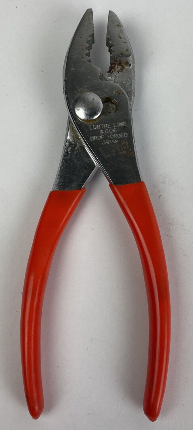 LUSTRE LINE Orange Handle Drop Forged Slip Joint Pliers 6 1/2" Japan - OOM LAB