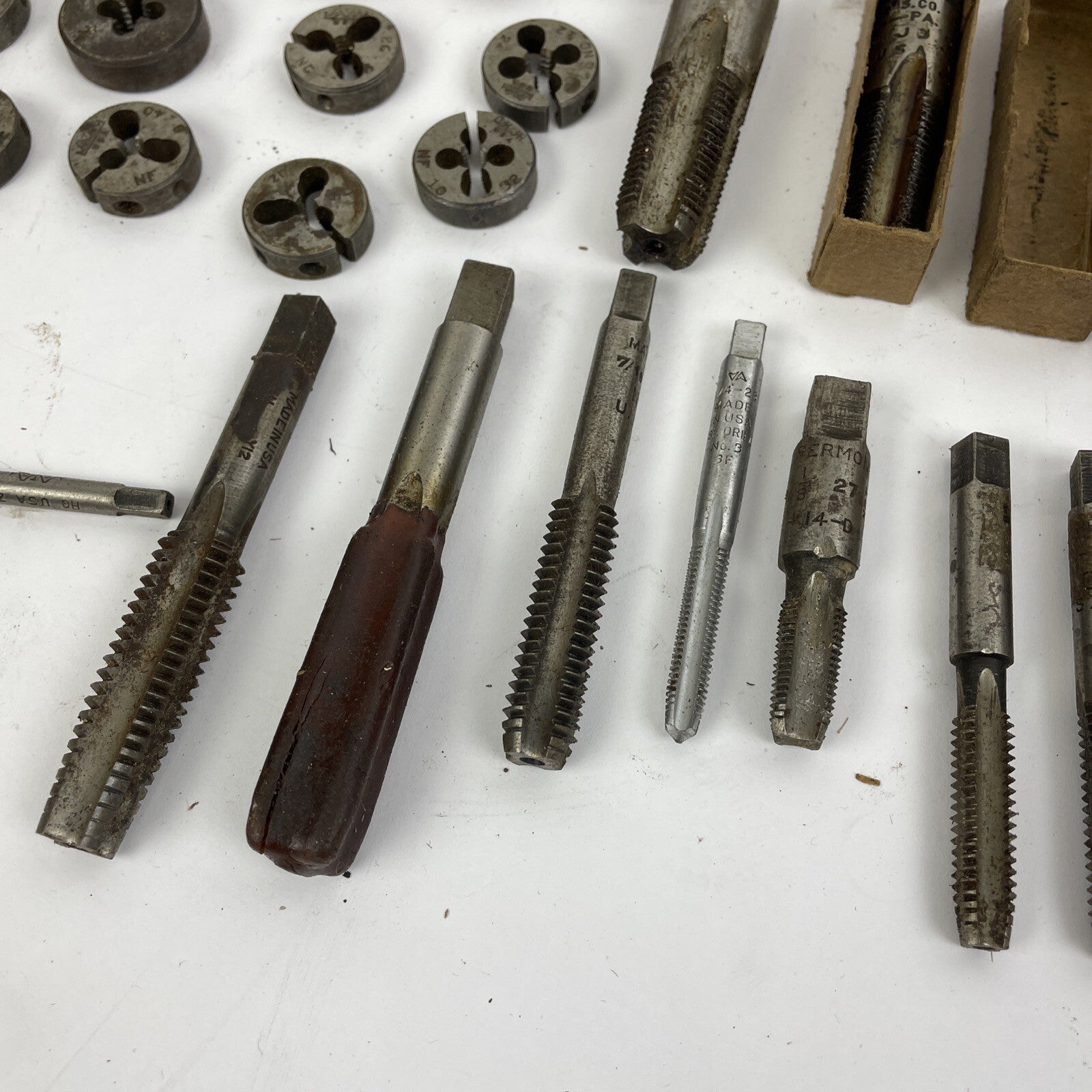 Vintage Tap & Die Mixed Lot 75 + Greenfield West Germany R&N Handle w Case LOOK