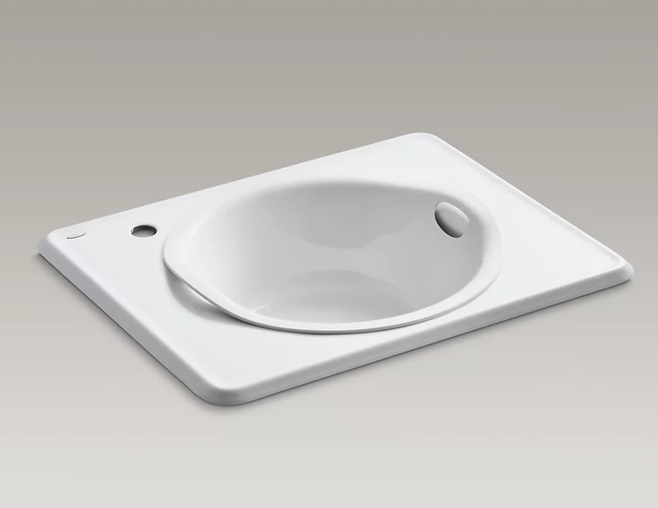 Kohler K-6654-1L-0 top mount utility sink white with left faucet hole
