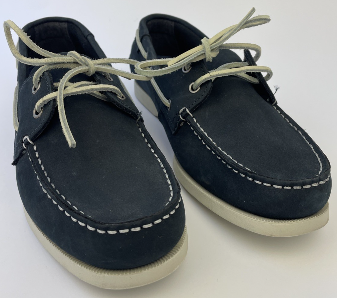 Joseph Abboud Boat Shoes Mens 10.5 Navy Blue Nubuck Leather Moc Toe Deck Loafers
