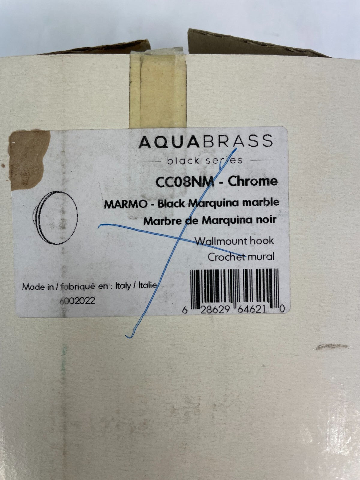 Aqua Brass MARMO black marquina marble wall mount hook CC08NM bathroom accessory