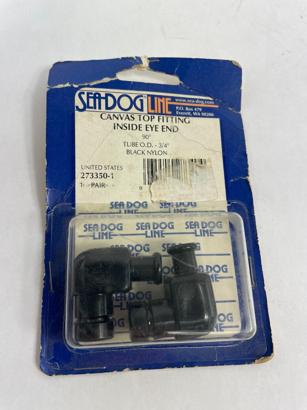 Sea Dog Line Canvas TopFitting Inside Eye End 90 Degree Tube O/D 3/4" BlackNylon