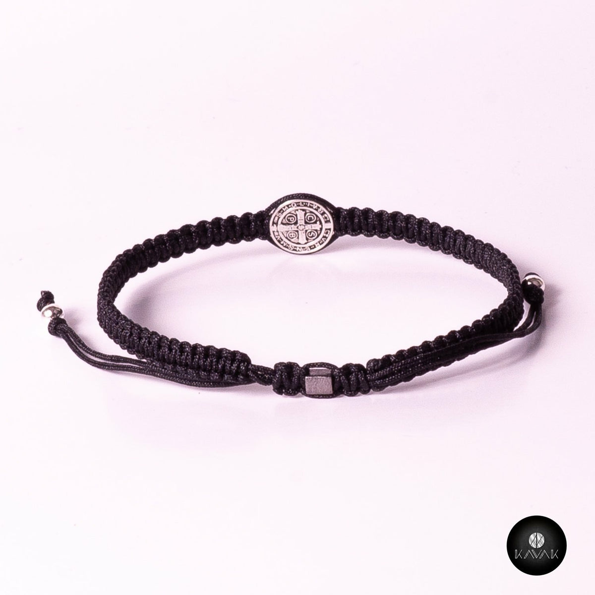 Kavak - Handmade Men Black - Saint Benedict Adjustable Bracelet 