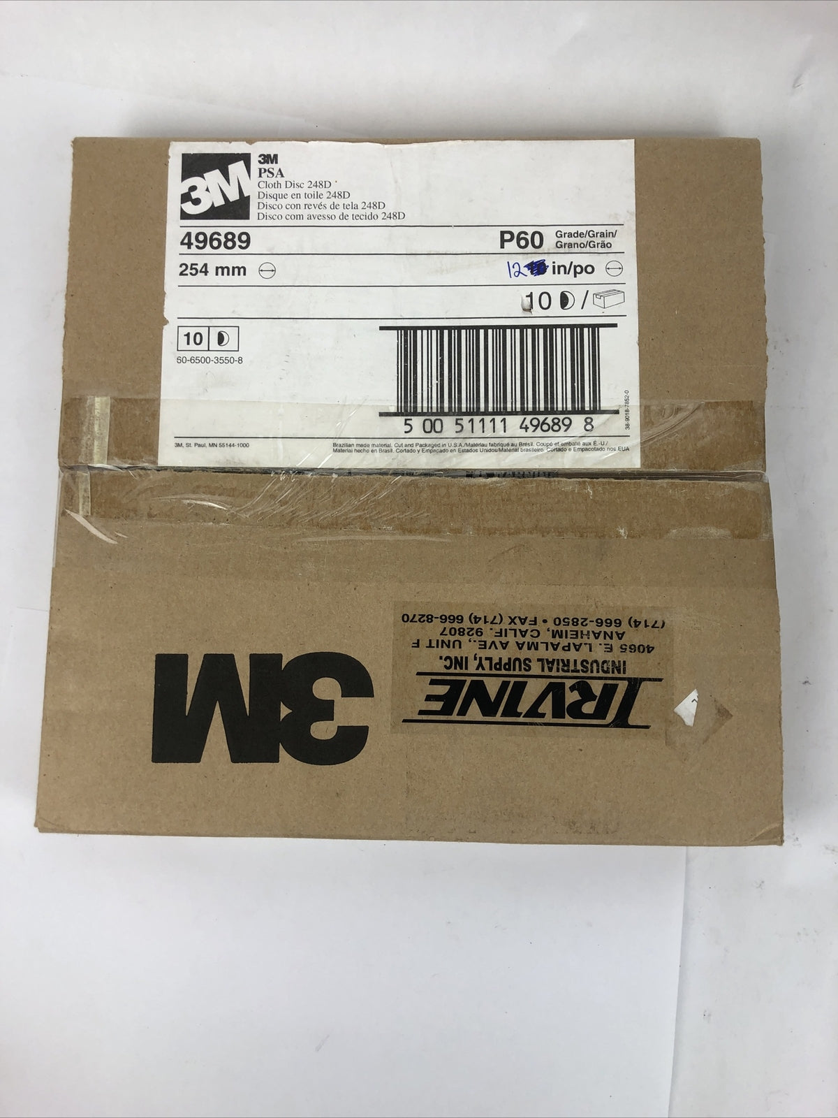 3M™ PSA Cloth Disc 248D, 60 X-weight, 10 in x NH, Die 1000C, 12 per case