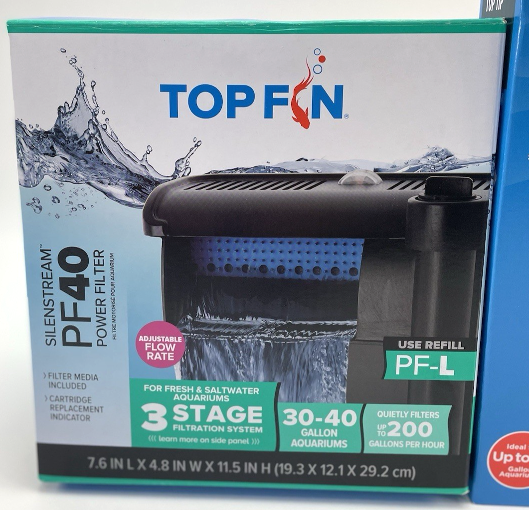Top Fin SILENSTREAM PF40 Power Filter + Submersible Aquarium Heater 4 Fish Tank