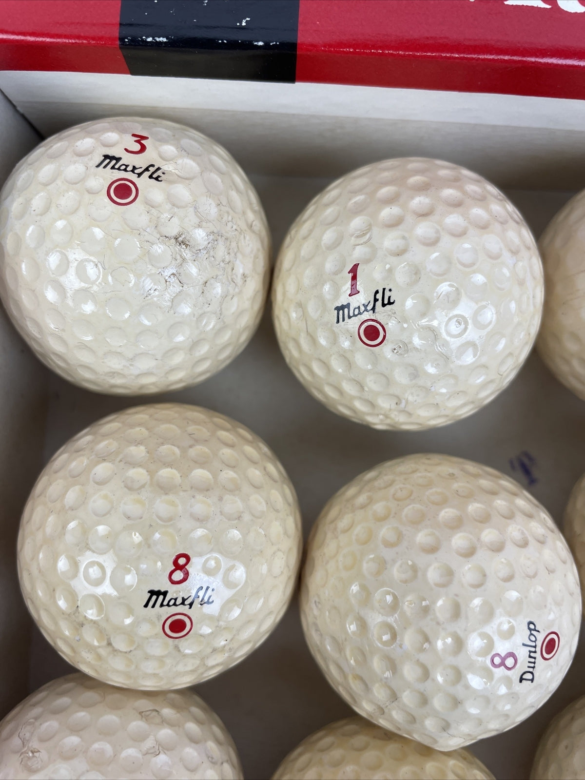 Vintage 1970’s Maxfli by Dunlop Red Golf Balls One dozen with Original Box