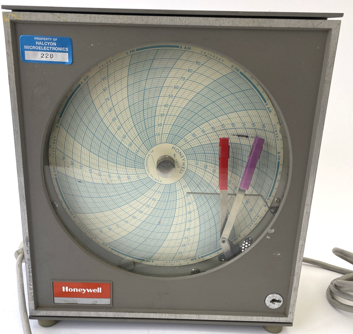 HONEYWELL Vintage CIRCLE Temperature and Humidity CHART RECORDER Model 612X9-HT