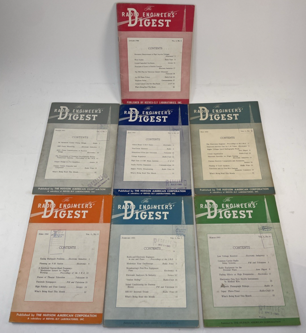 Lot of 8 x The Radio Engineers' Digest 1945 Edition Hudson American Corporation