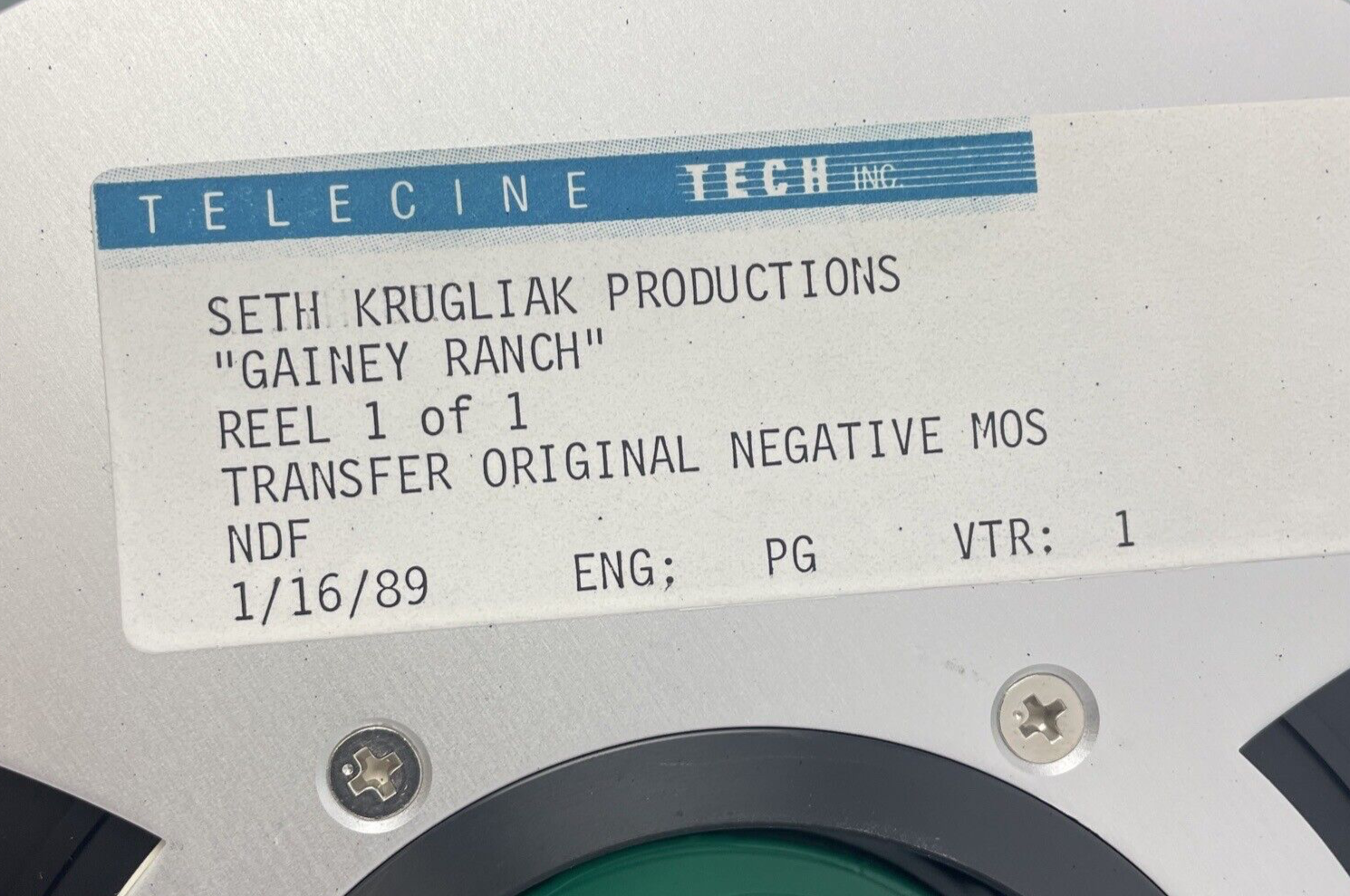 FUJI H621 Mastering Video Tape Reel Gainey Ranch -Seth Krugliak 1989 OG Negative