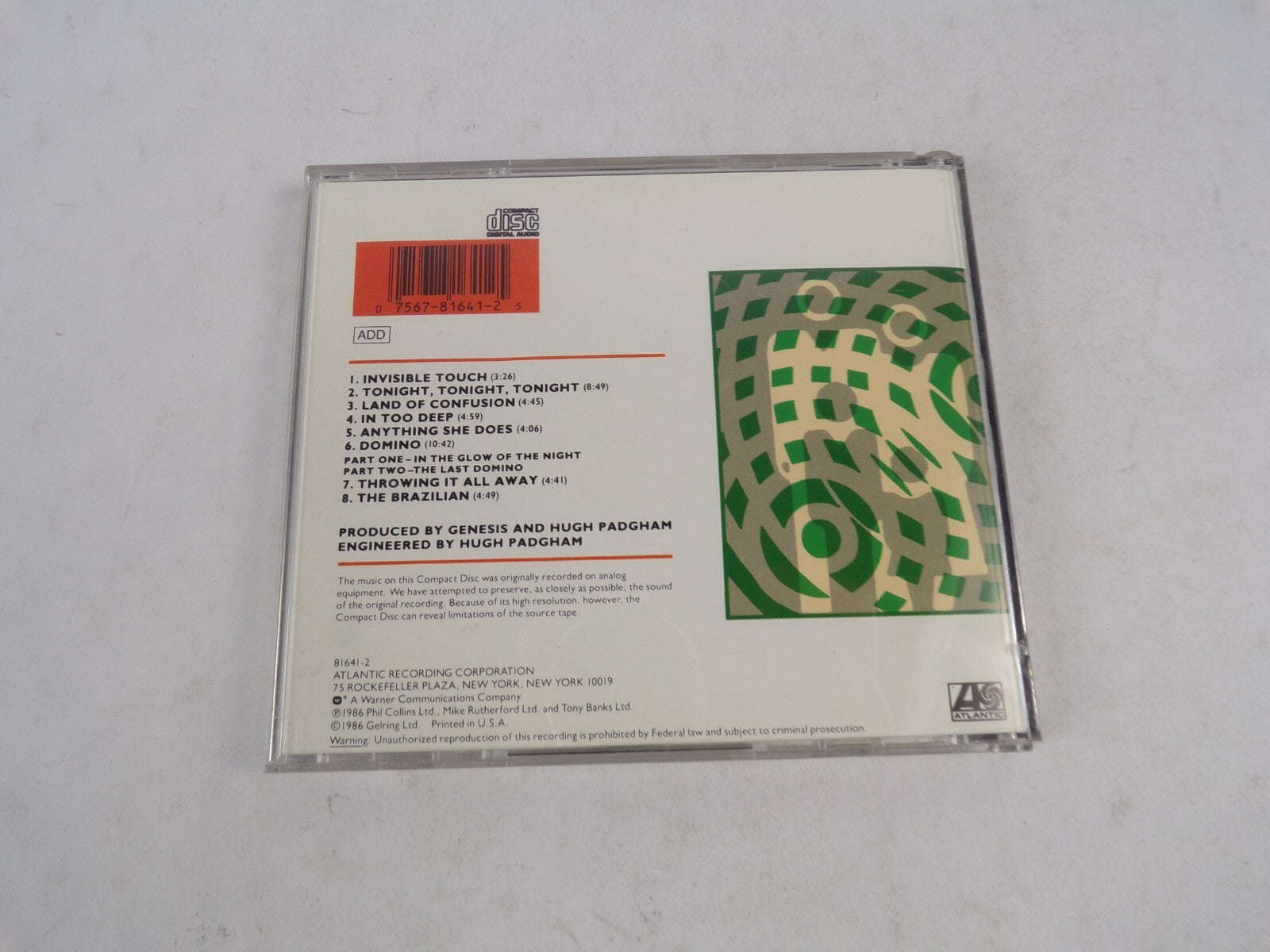 Genesis Invisible Touch Invisble Touch Tonight Land Of Confusion Domino CD#54