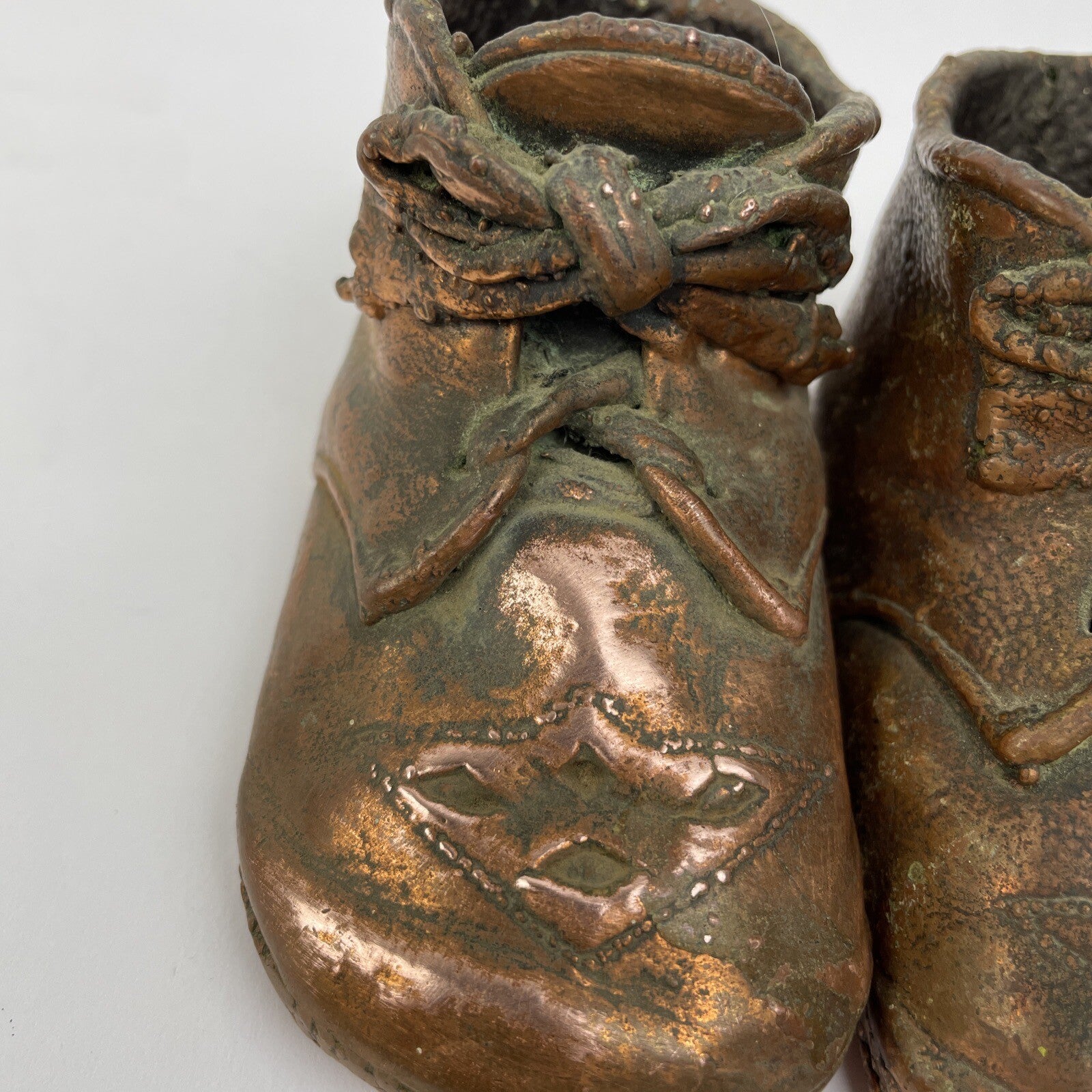 Vintage Antique Baby Brass Bronze Shoes Booties Bronze Dipped Baby Shoes LOOK