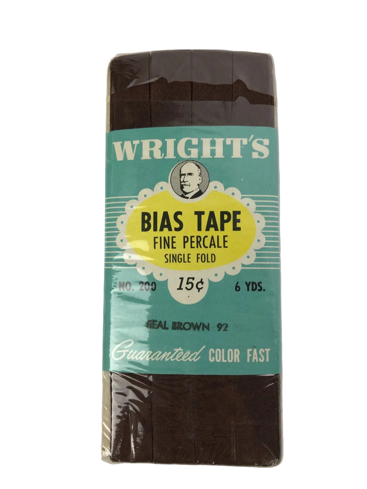 Vintage Wrights Flexicloth Bias Tape #200 Fine Percale Seal Brown, 6 Yds NEW