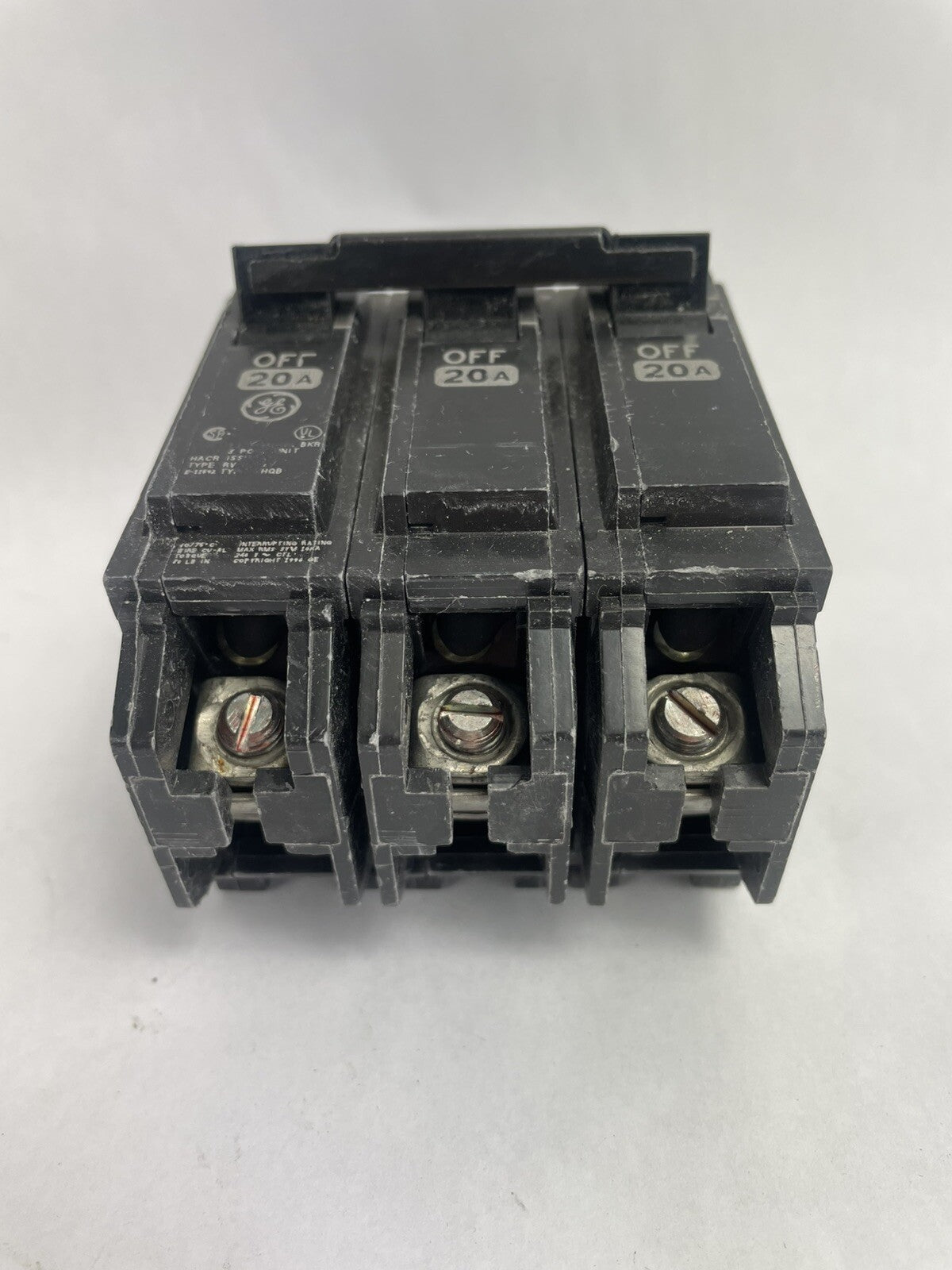 GE Type RV-2937 THQB circuit breaker 3 pole 20 amp 240v