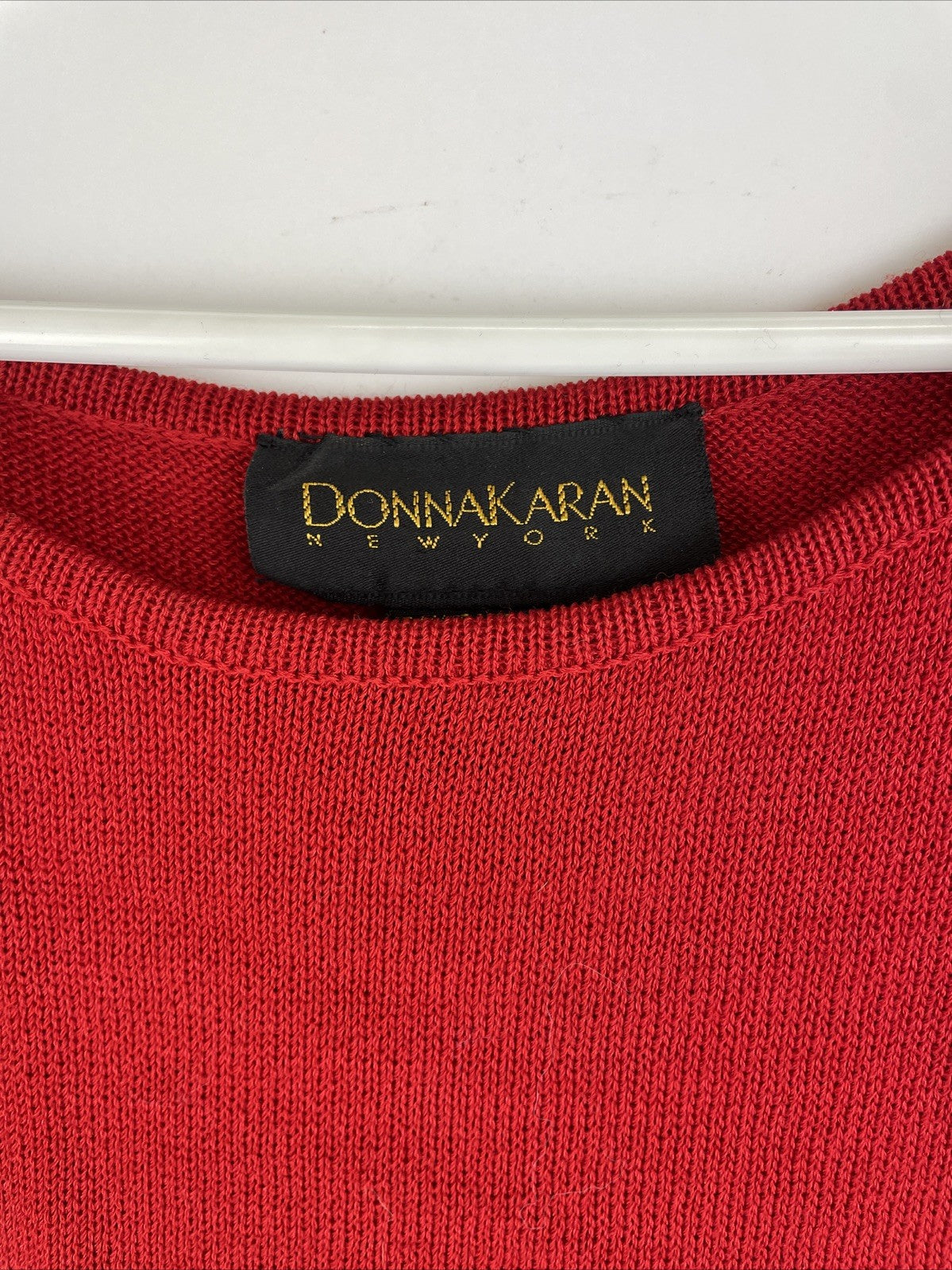 DONNA KARAN Knit Dress Solid Red Sleeveless Women's Size S Classic Style VGC