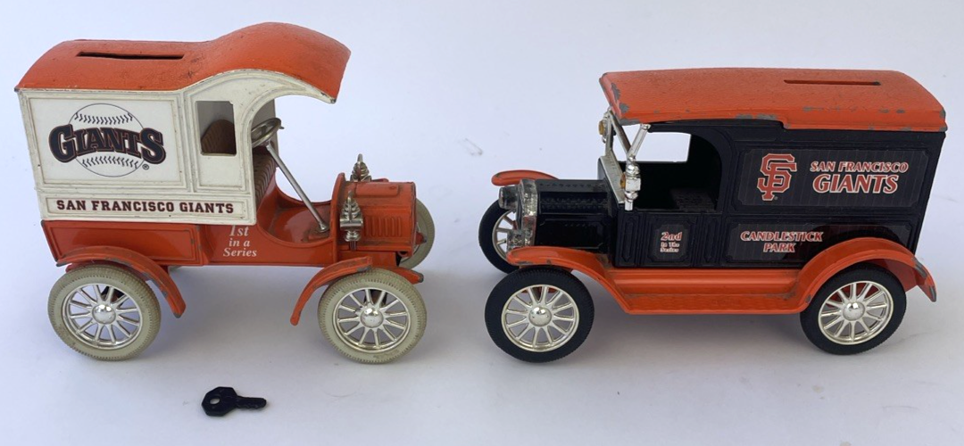 2 x SAN FRANCISCO GIANTS AMERICAN PASTIME SERIES DIECAST METAL BANK 1994 LOOK