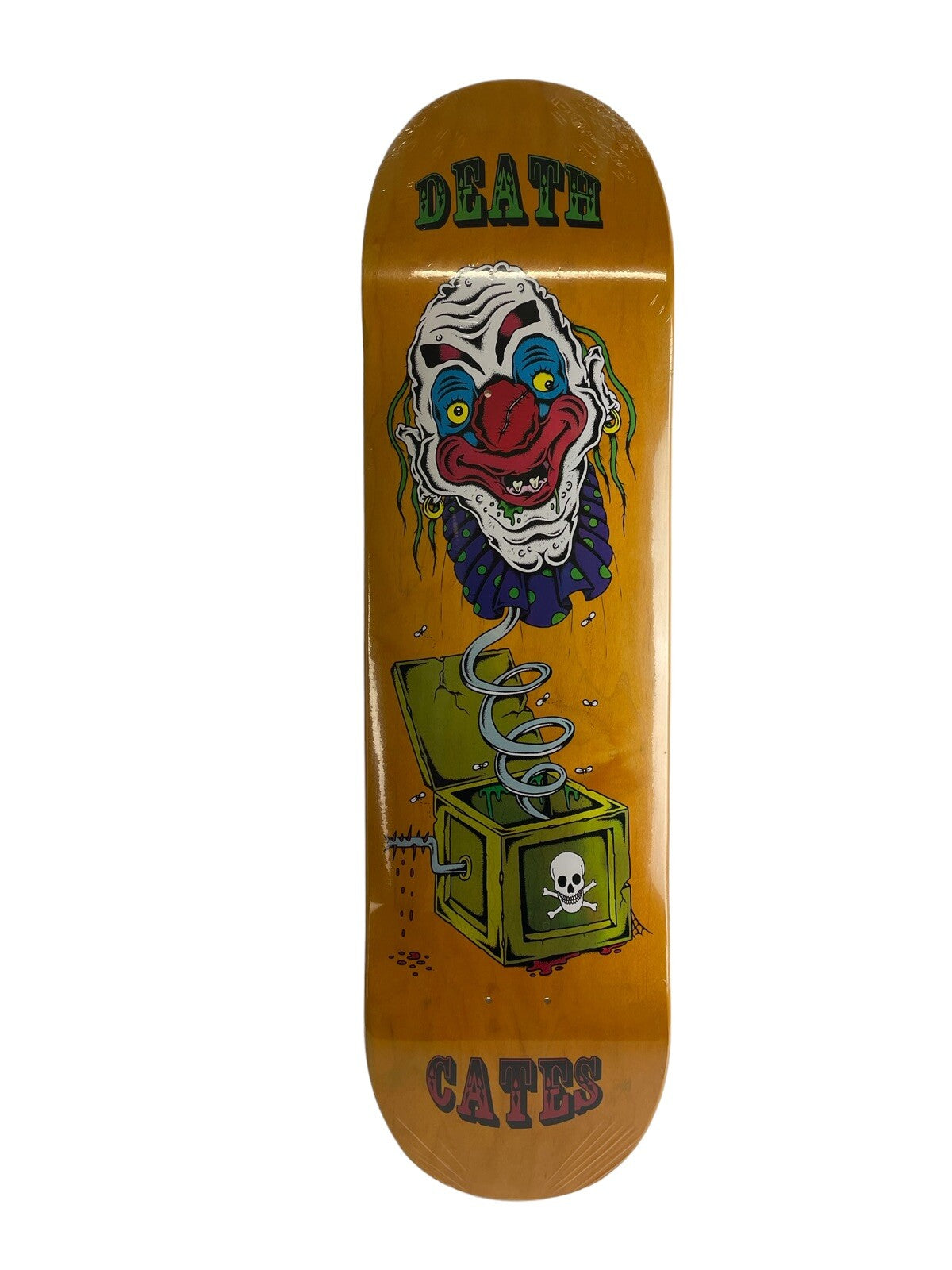 Dan Cates Jack in the Box Clown Pro deck Orange Death Skateboards 8.75” w grip