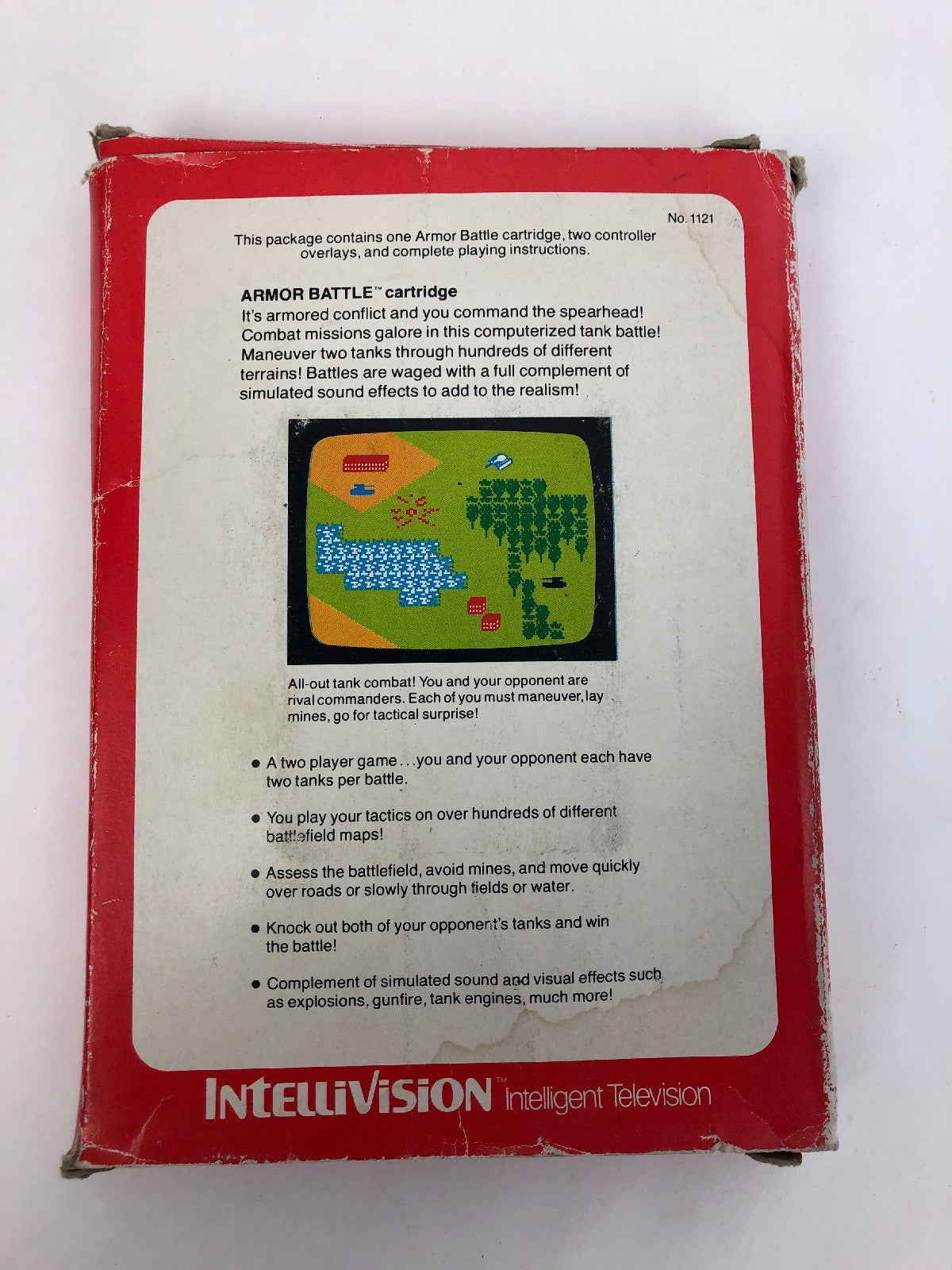 1979 MATTEL INTELLIVISION "ARMOR BATTLE" W/2 CONTROLLER OVERLAYS & INSTRUCTIONS!
