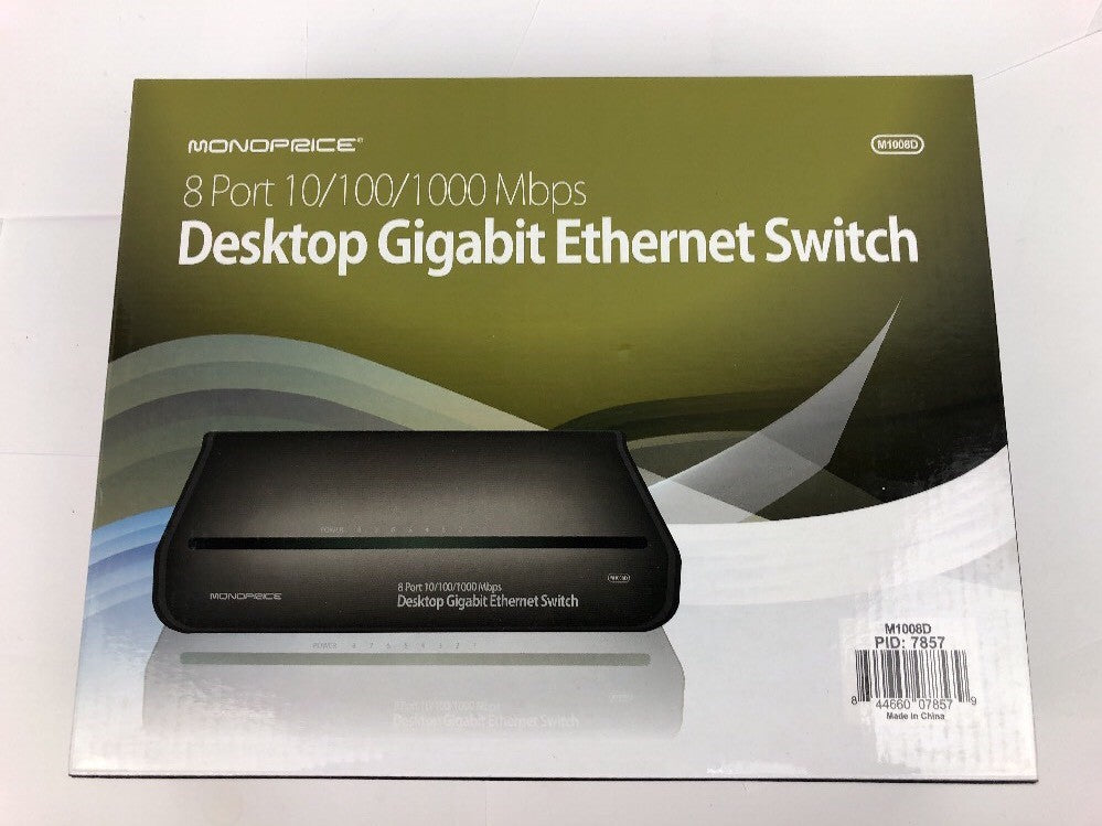 Desktop Gigabit Ethernet Switch Monoprice M1008D 8 Port 10/100/1000 Mbps 