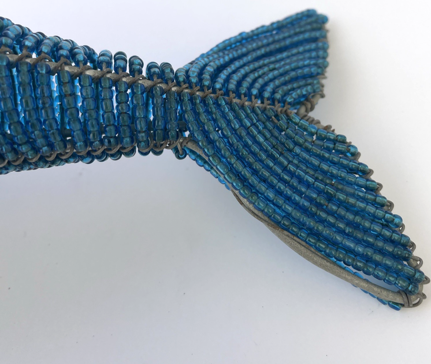 Dolphin Porpoise Beautiful Blue Bead Beaded Hanging HAND Made By Beadworx 12"