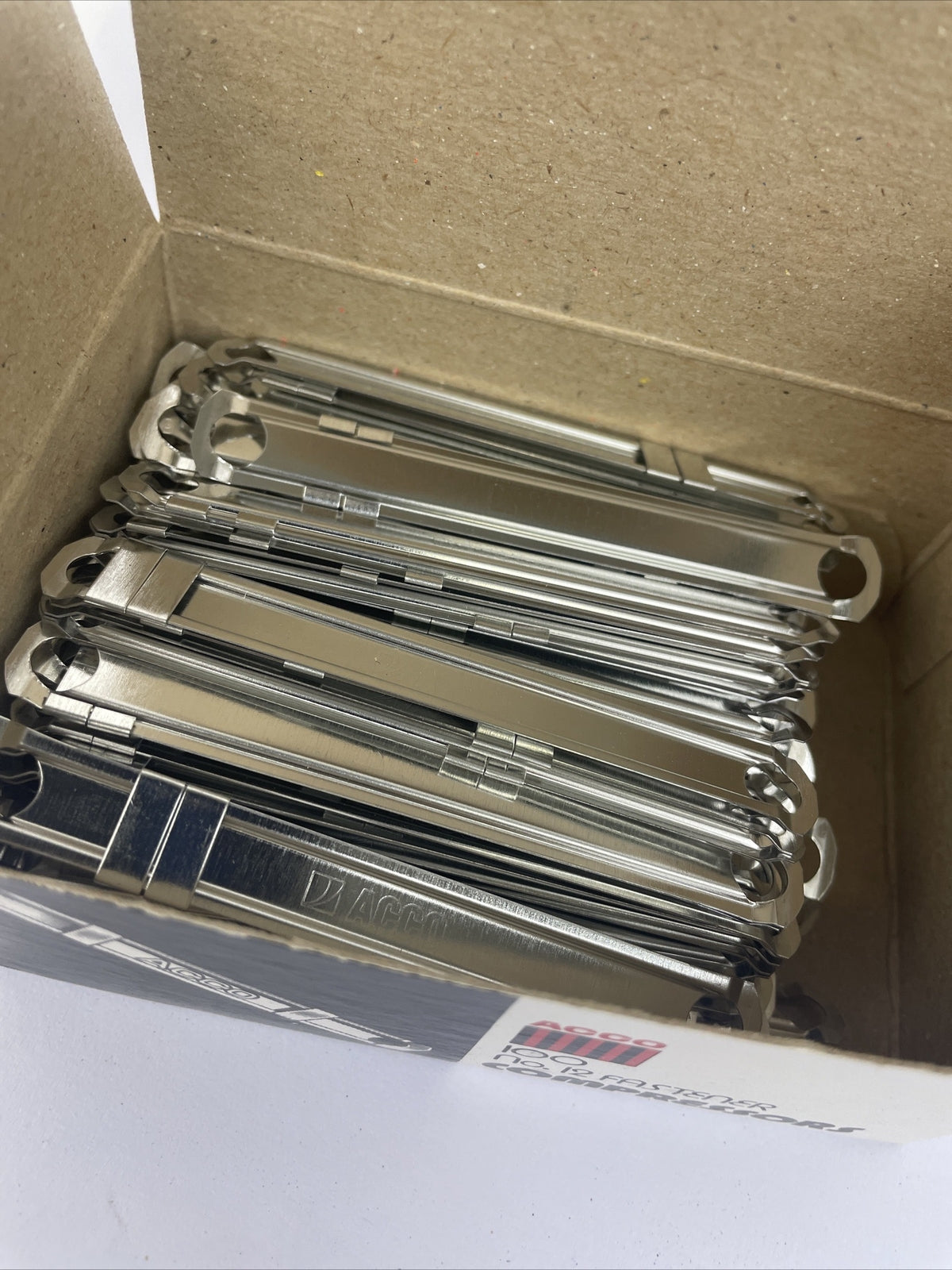Acco Premium No. 12 Fastener Compressor Fasteners 70014 100/Box 2 3/4" Centers