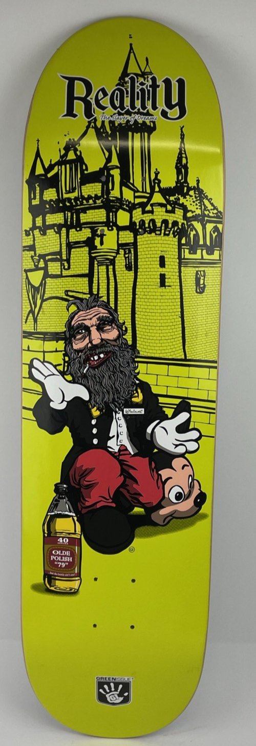 REALITY , The Slayer of Dreams Old English Mickey Mouse Parody Skateboard Deck