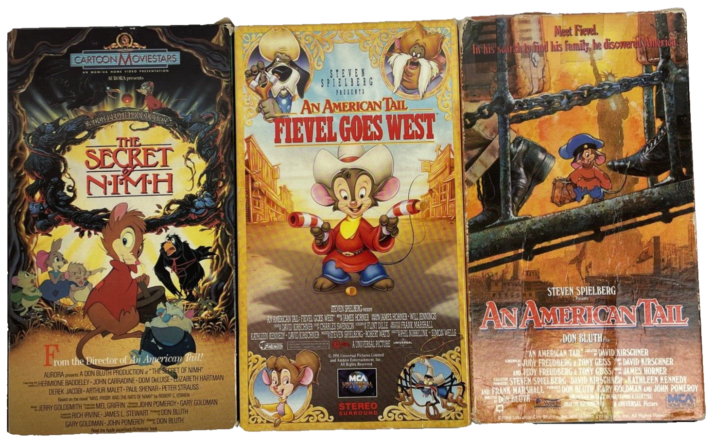 3 x VHS An American Tail, An American Tail Fievel Goes West & The Secret of NIMH