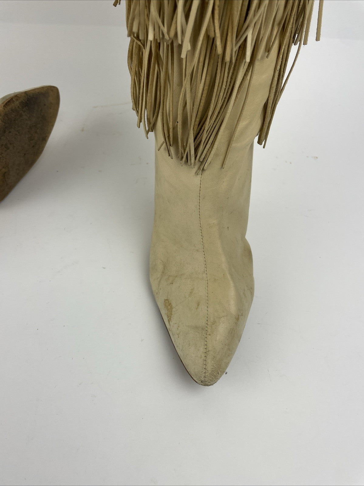 Brian Atwood Tan Fringe Leather Boots Size 37 1/2 Made in Italy