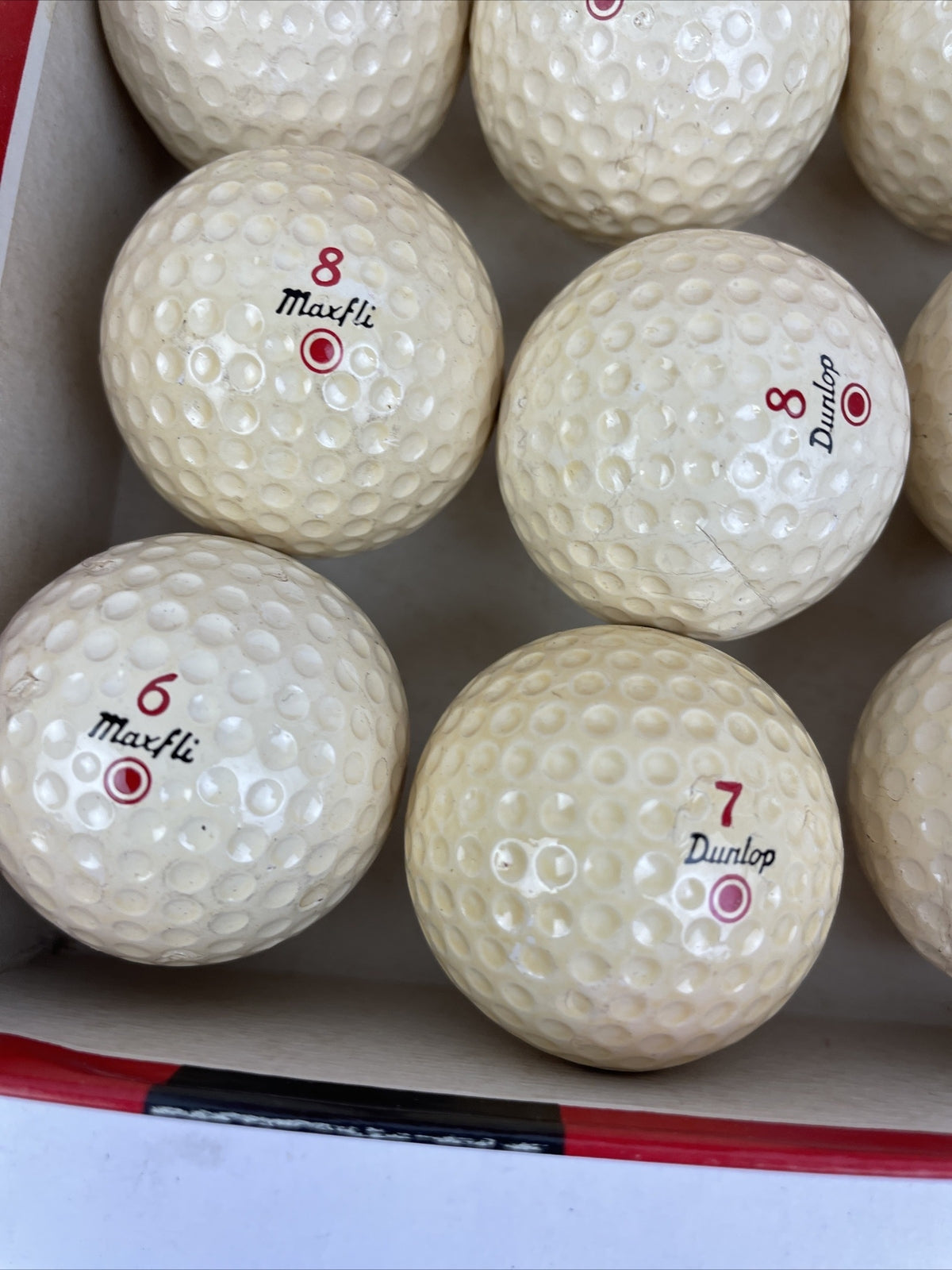 Vintage 1970’s Maxfli by Dunlop Red Golf Balls One dozen with Original Box