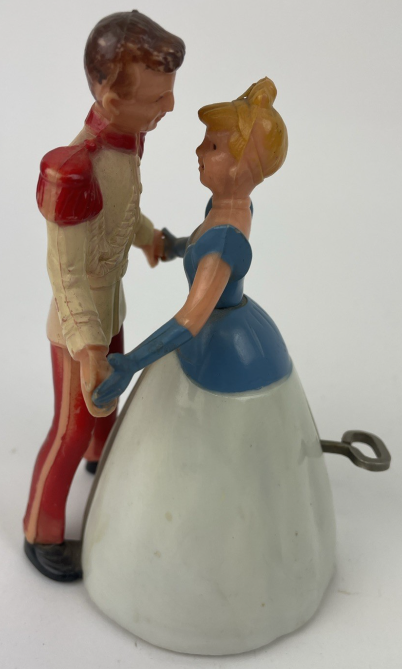 1950's Irwin Toys Walt Disney's Dancing Cinderella & Prince Wind Up Toy - Works!