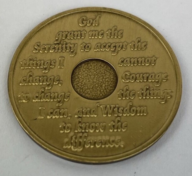 Alcoholics Anonymous 24 Hrs + 1 Year Bill W Dr Bob Recovery Coin Medallion AA