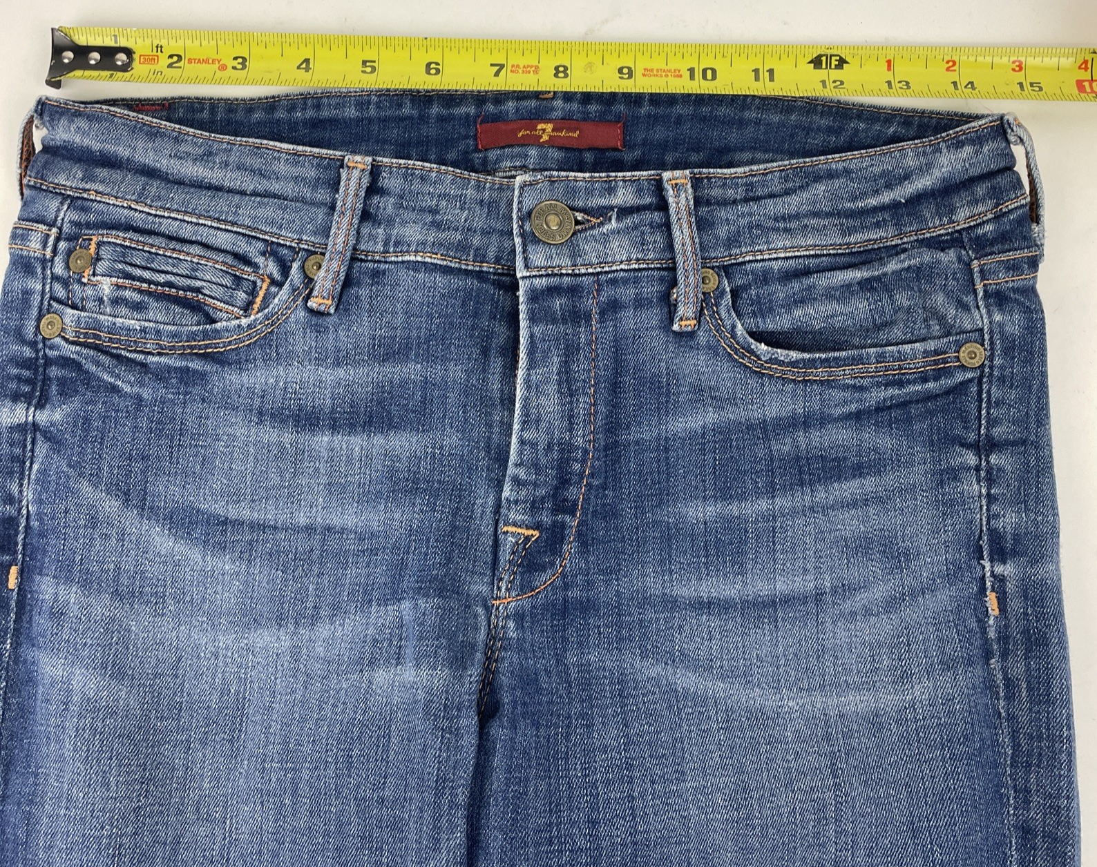 7 for all Mankind Skinny Low Rise Bootcut Jean Women's Sz 27 Light Blue Stretch