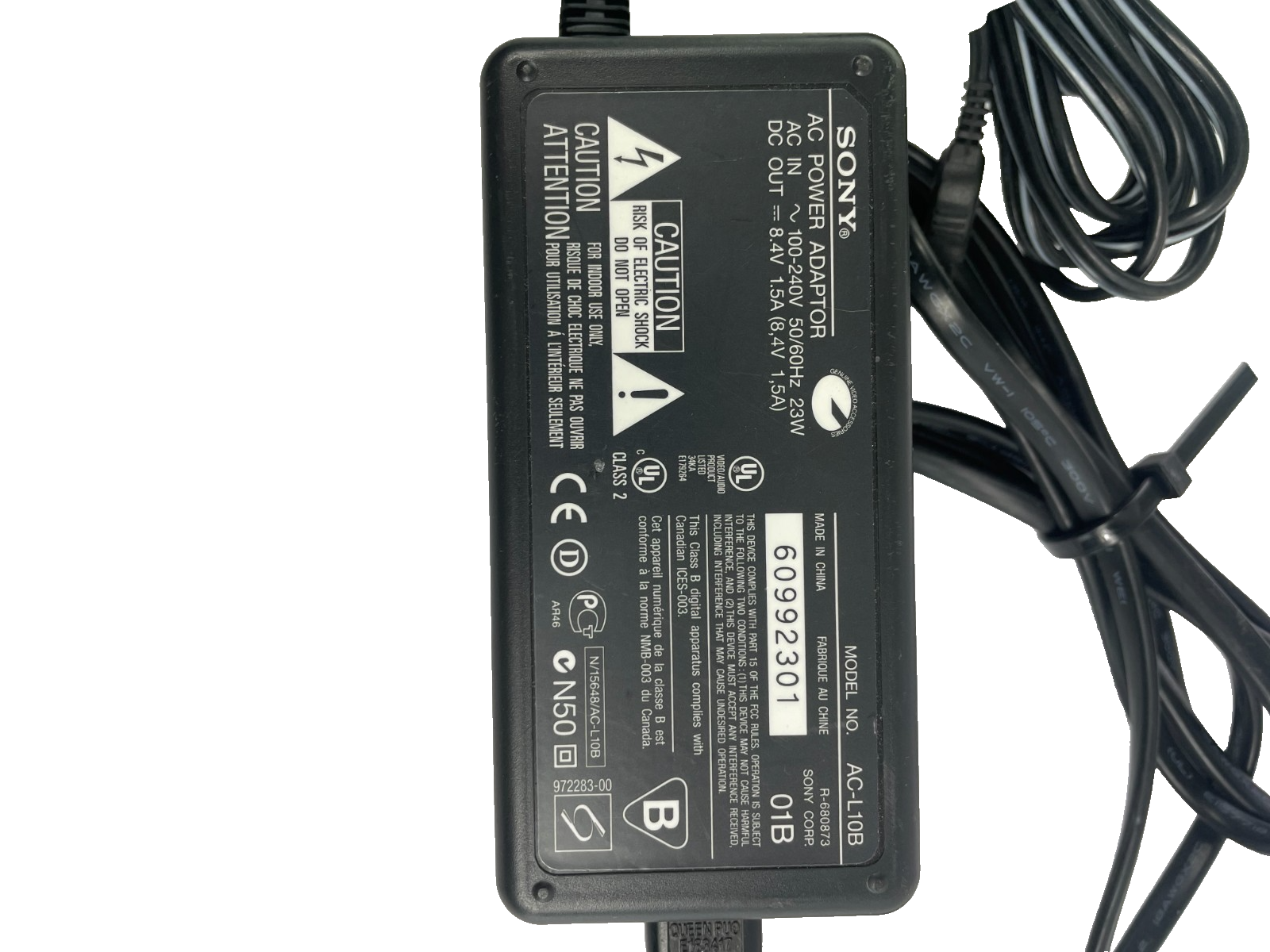 Geniune Sony Model AC-L10B Output 8.4V 1.5A AC Power Supply AC Adapter #A78