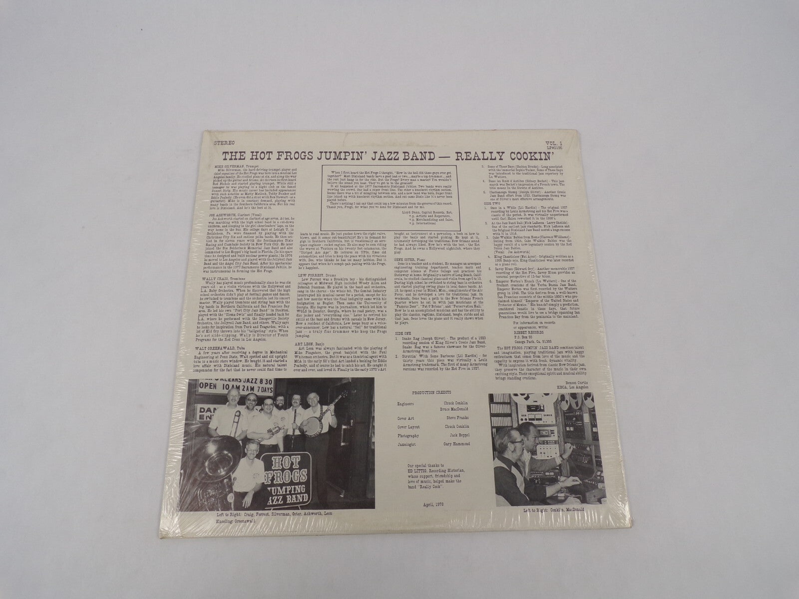 The Hot Frogs Jumpin' Jazz Band Really Cookin' Vinyl Record
