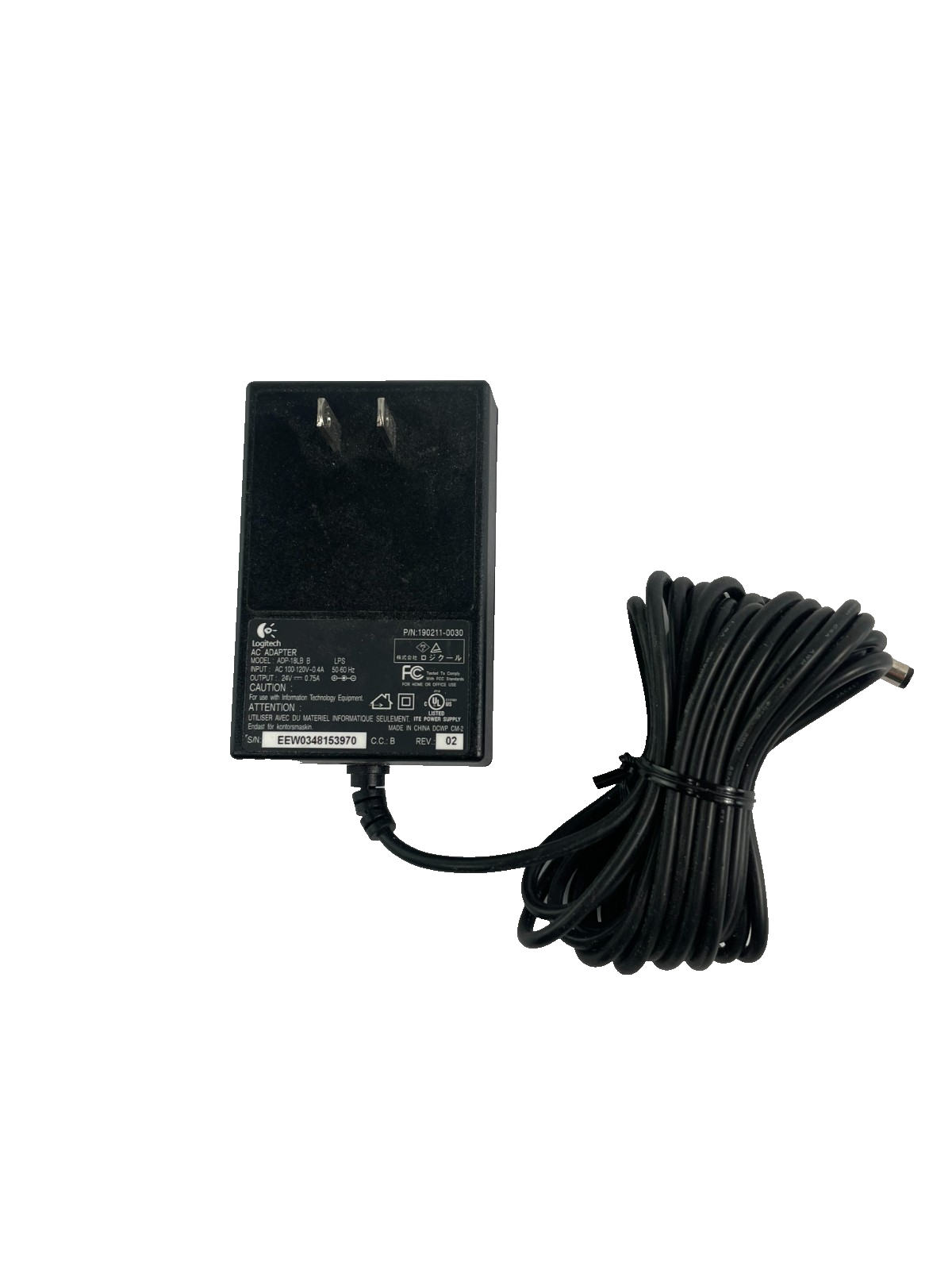 Geniune Logitech Model ADP-18LB B Output 24V 0.75A Power Supply AC Adapter #A79