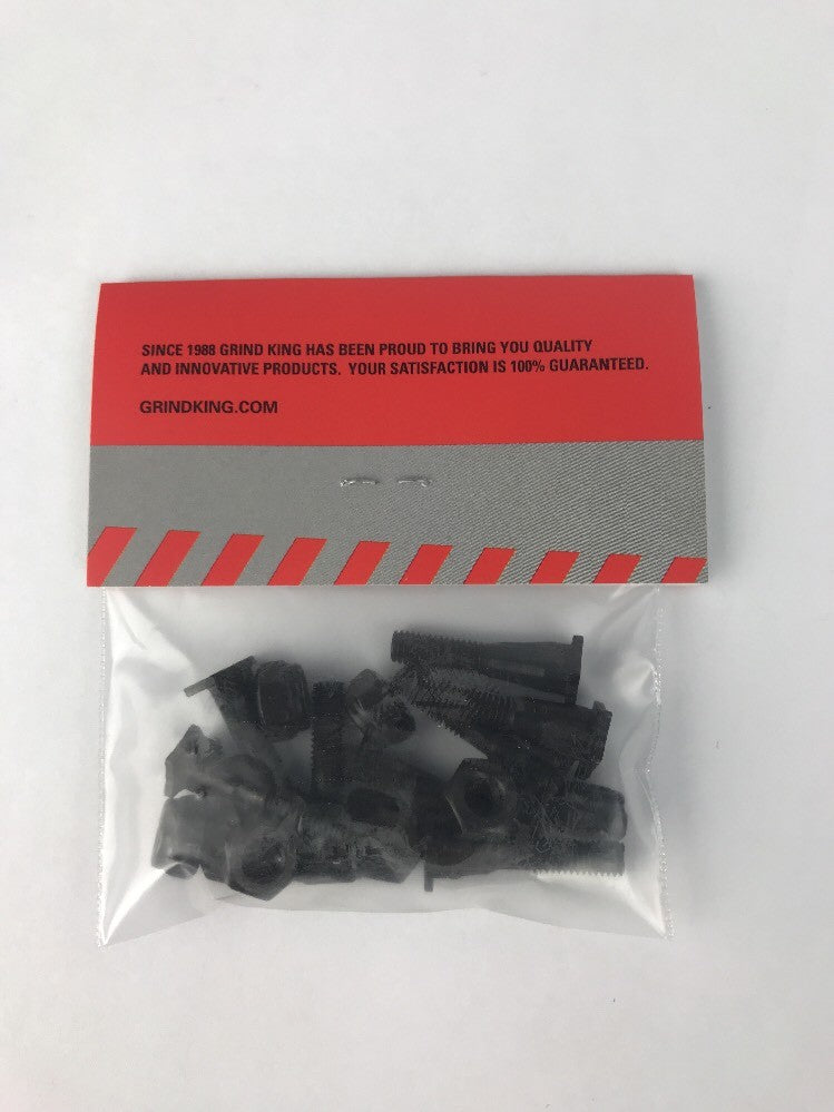 Grind King Randoms Style 1-inch skateboard mounting hardware with OEM star head bolts and lock nuts set.