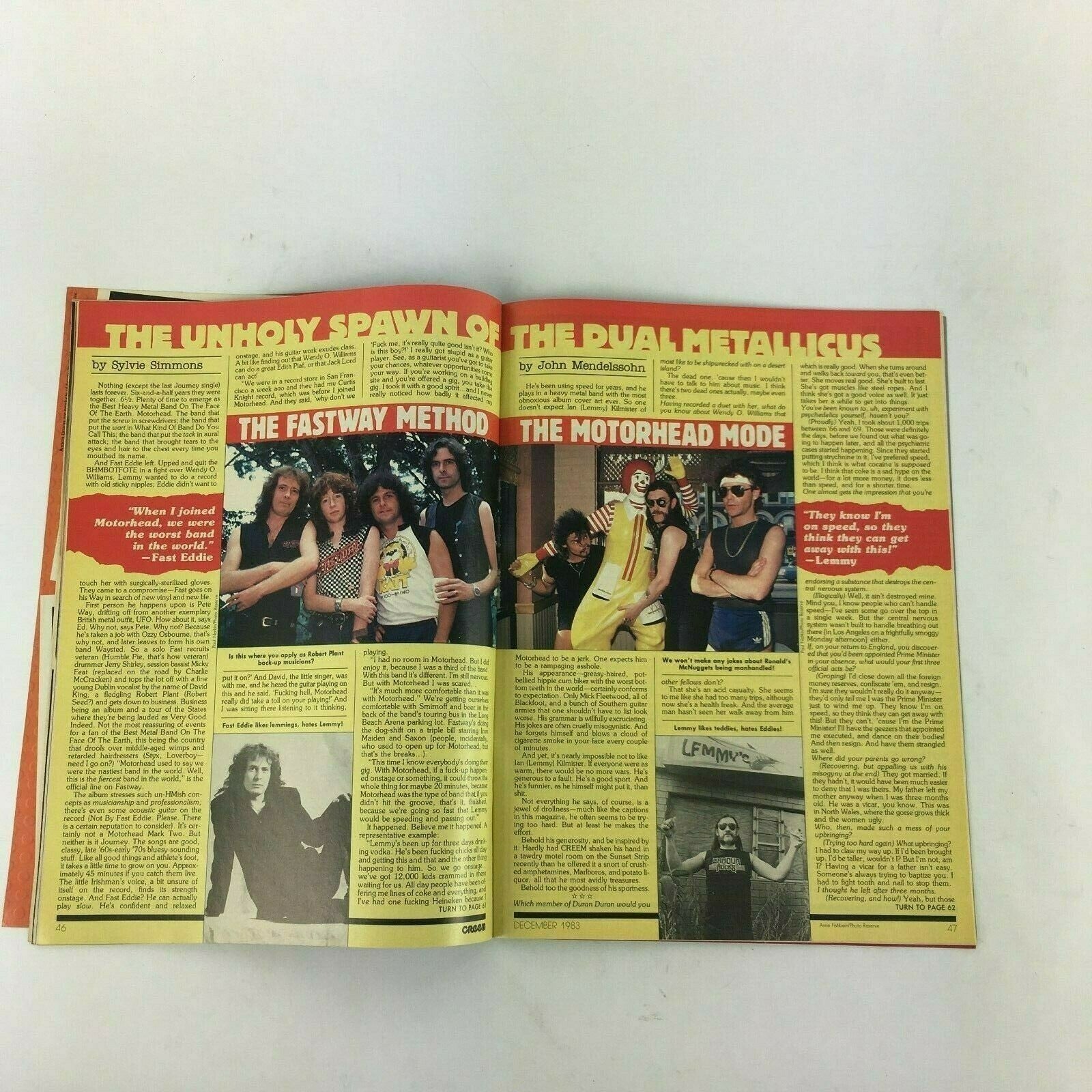 December 1983 Creem Music Magazine Exclusive Interview STRAY CATS Tattoo You!