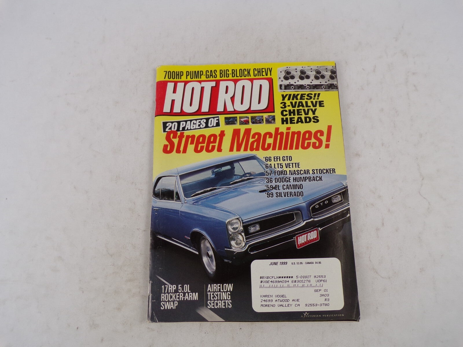 June 1999 Hot Rod Street Machines! 20 Pages Of 700HP Pump-Gas Big-Block Chevy