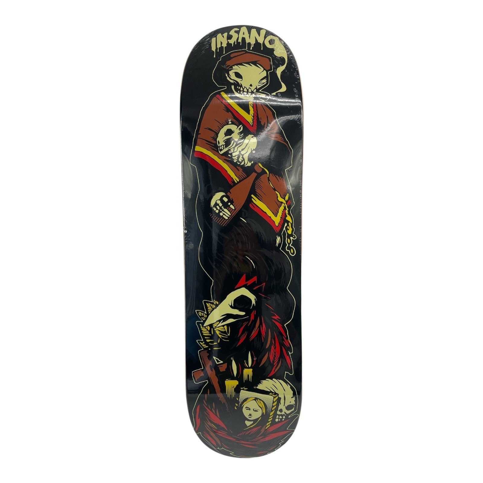 Isano Skateboards Skull Blunt 8.5-inch rare skateboard deck with premium hard rock maple construction and bold skull graphic.